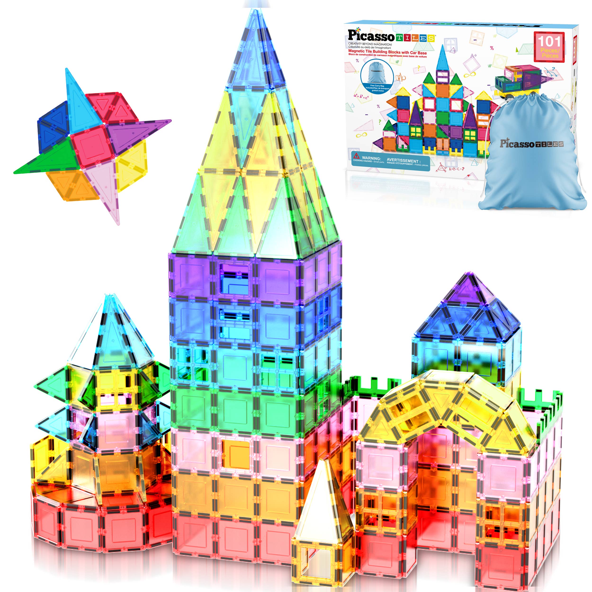 PicassoTiles - PicassoTiles 101pc Magnetic Tile Building Blocks