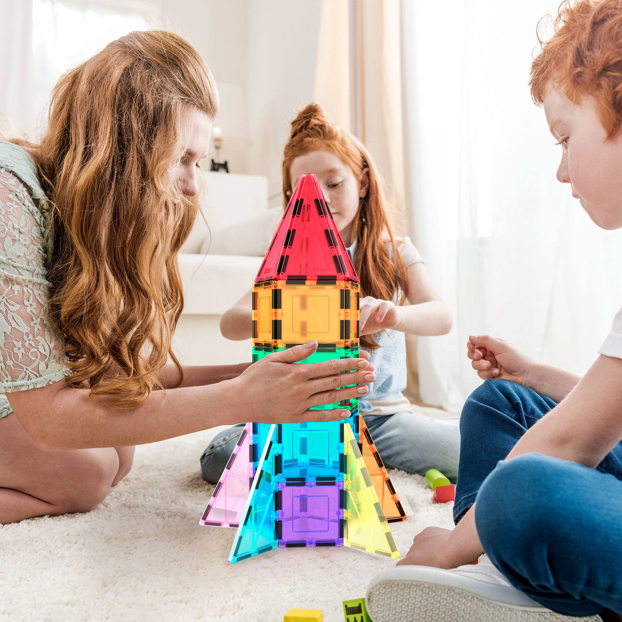 PicassoTiles - 32 Piece Magnetic Rocket Ship Toy Set