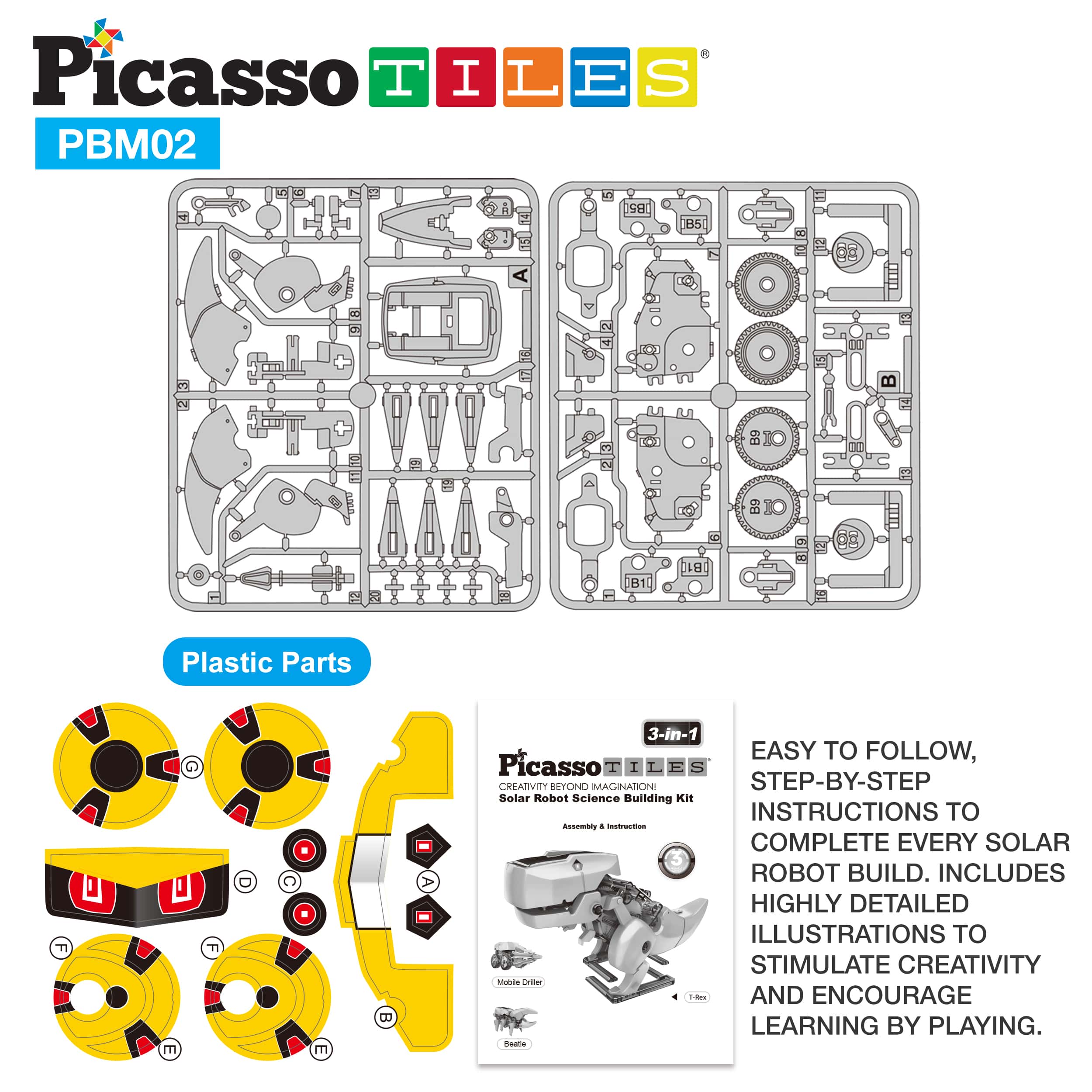 PicassoTiles - Solar Powered Dinosaur Robot