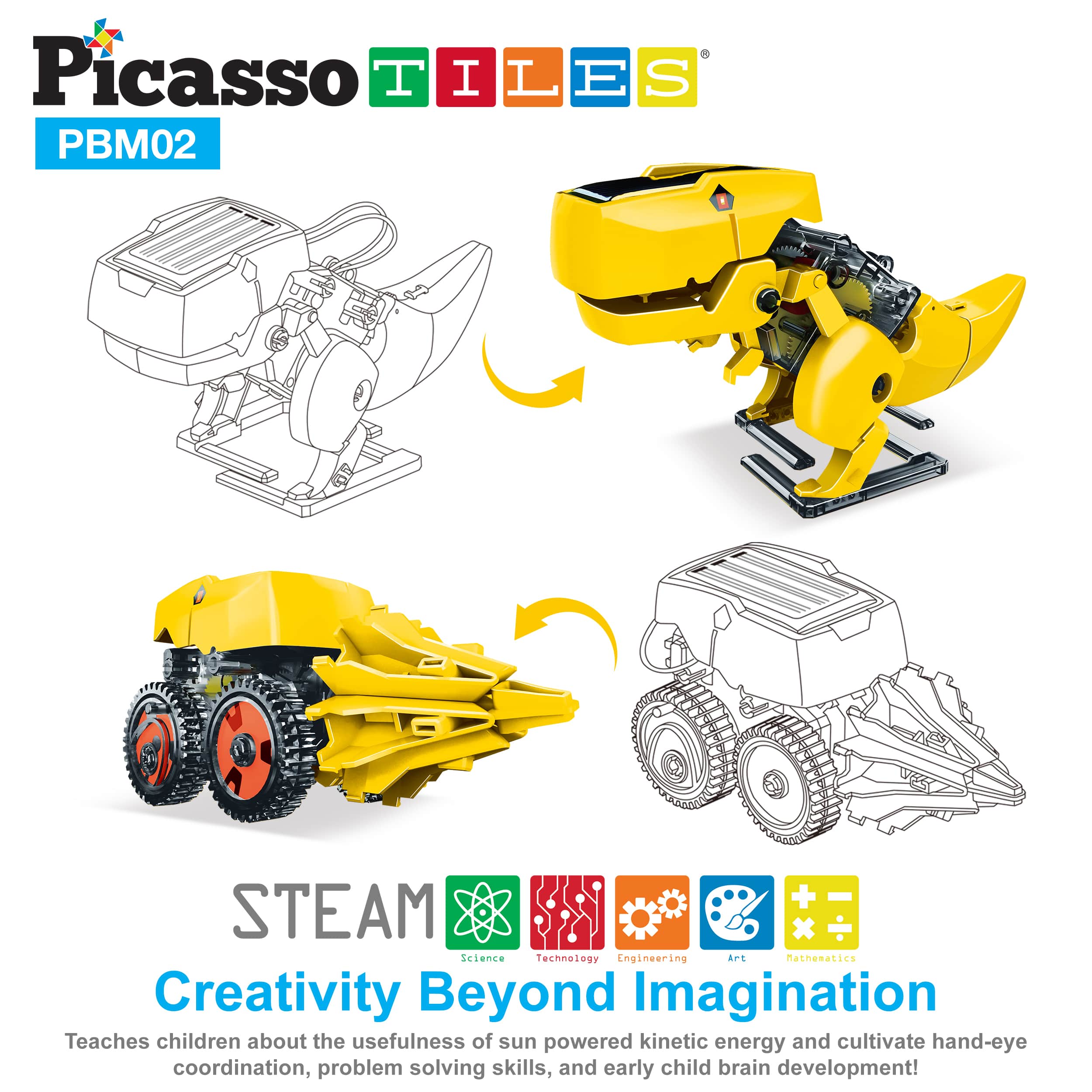 PicassoTiles - Solar Powered Dinosaur Robot