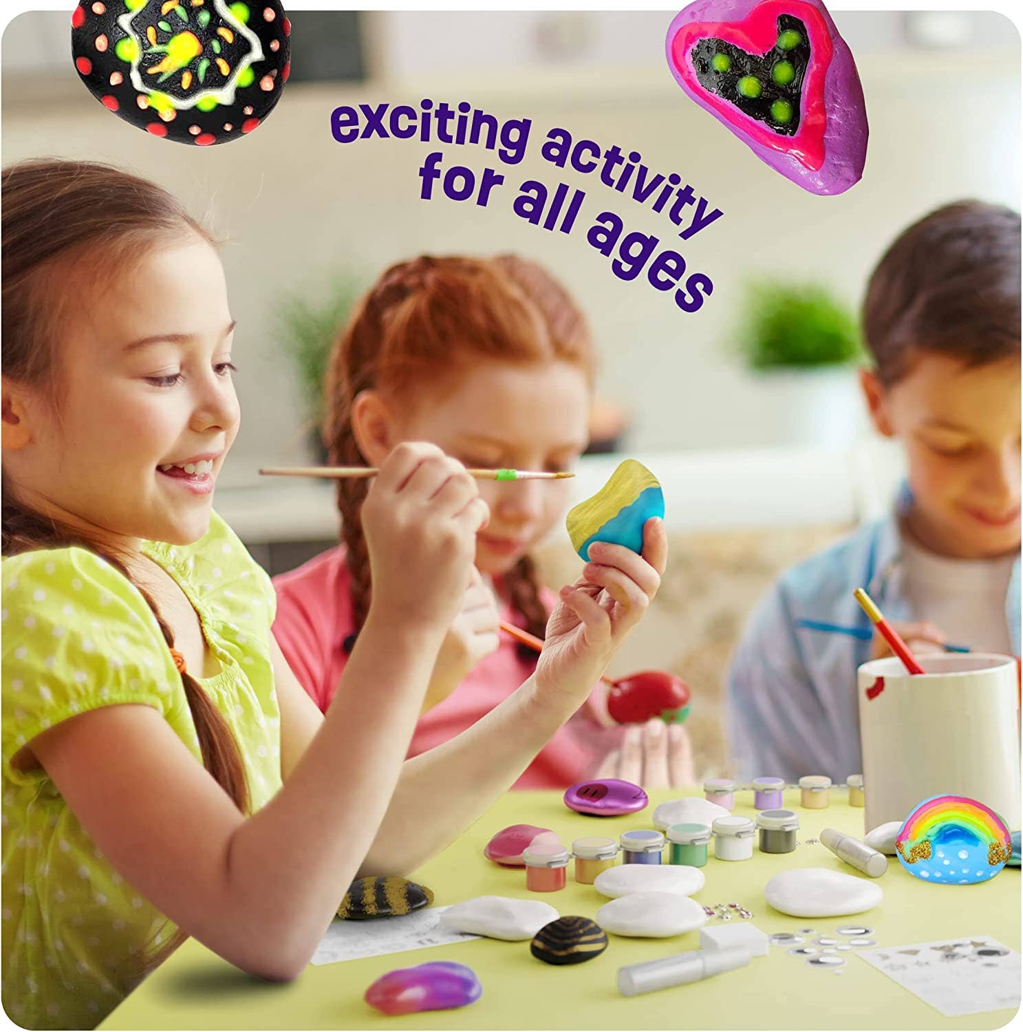 Dan&Darci - Kids Rock Painting Kit - Glow in The Dark - Arts & Crafts