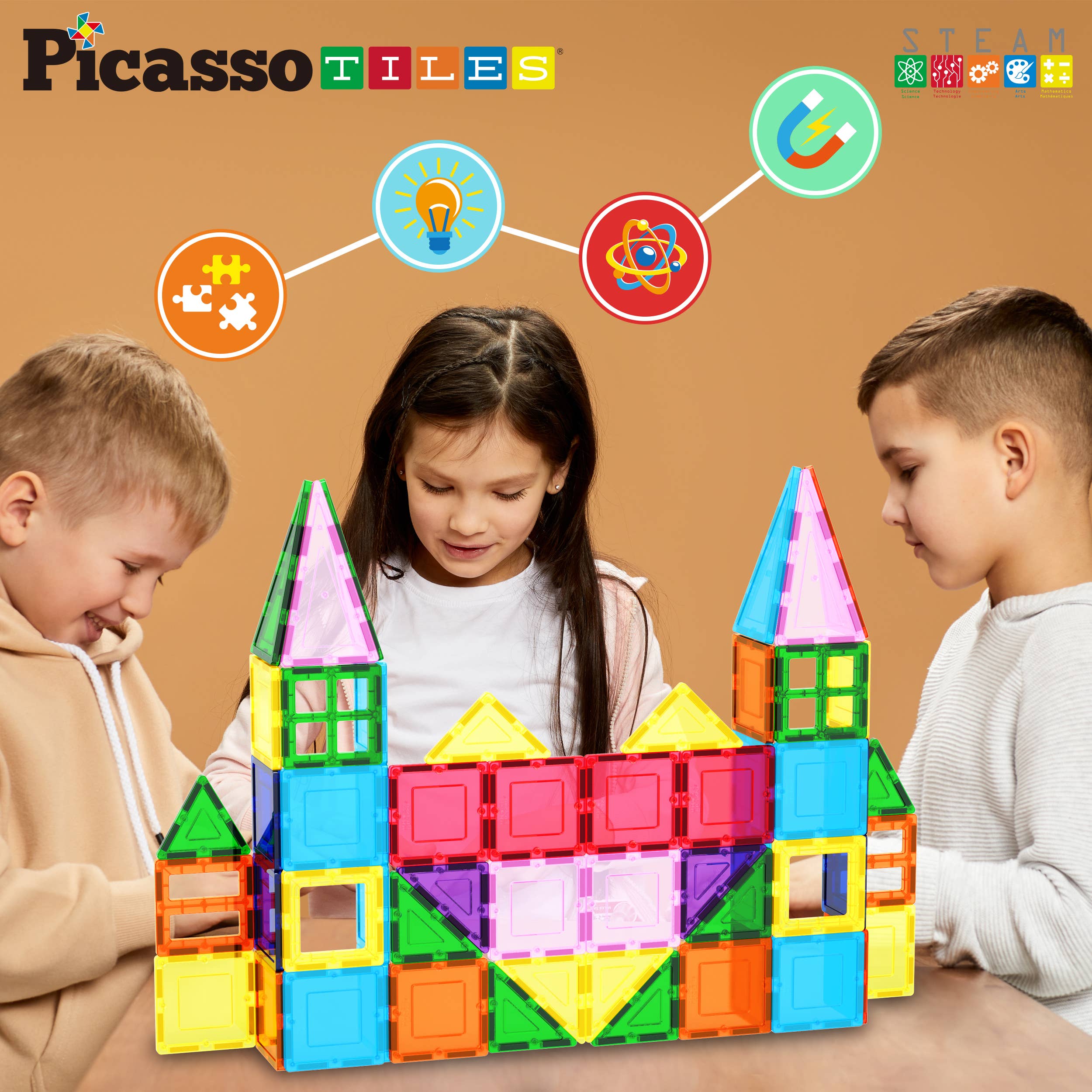 PicassoTiles - PicassoTiles 101pc Magnetic Tile Building Blocks