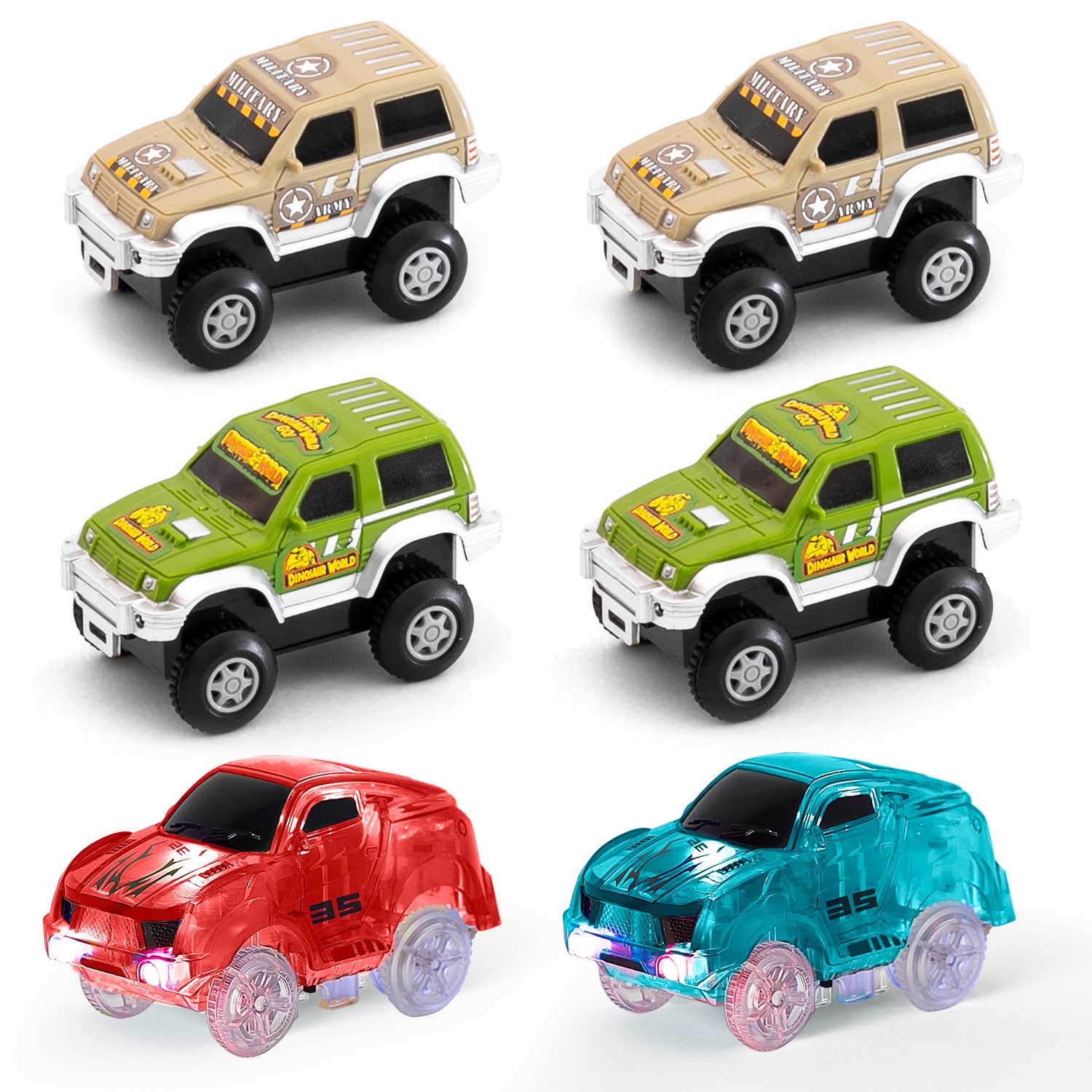 JitteryGit - 6 Piece Battery Power Toy Race Car Truck Jeep Collection Set