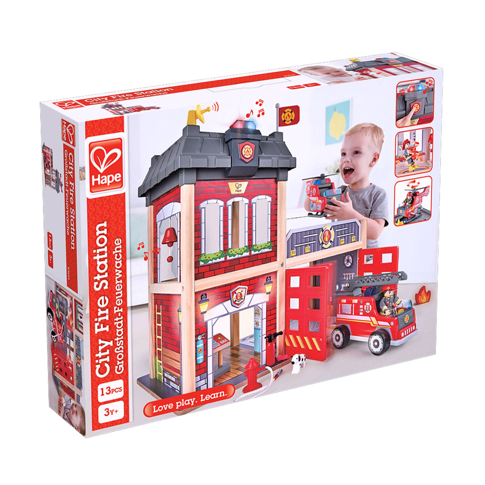 Hape Toys - Hape Fire Station Wooden Playset with Lights & Sounds for 3+