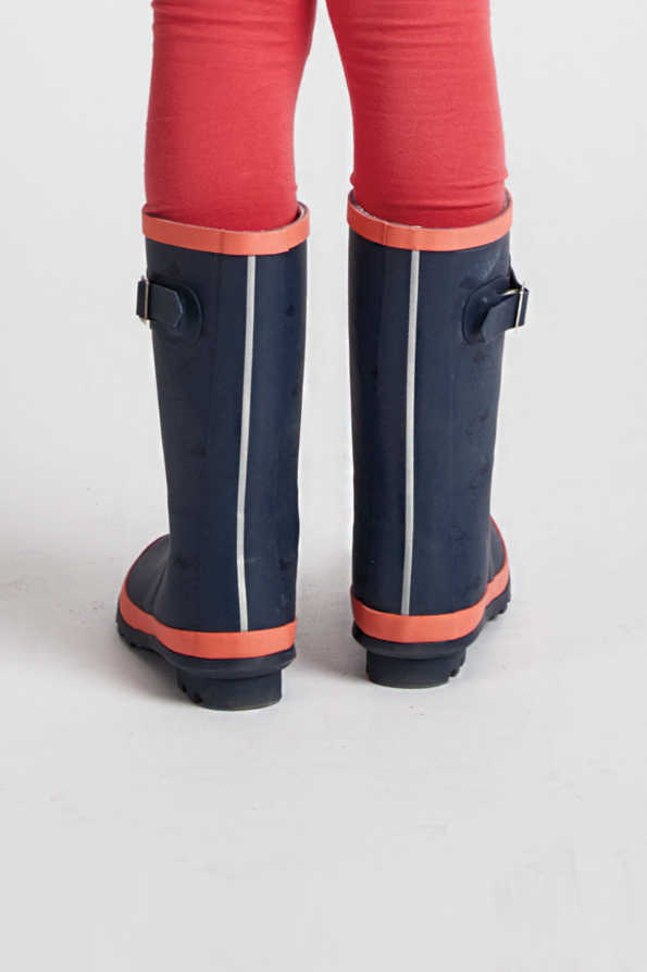Grass & Air - Older Kids Navy & Coral Rainboots