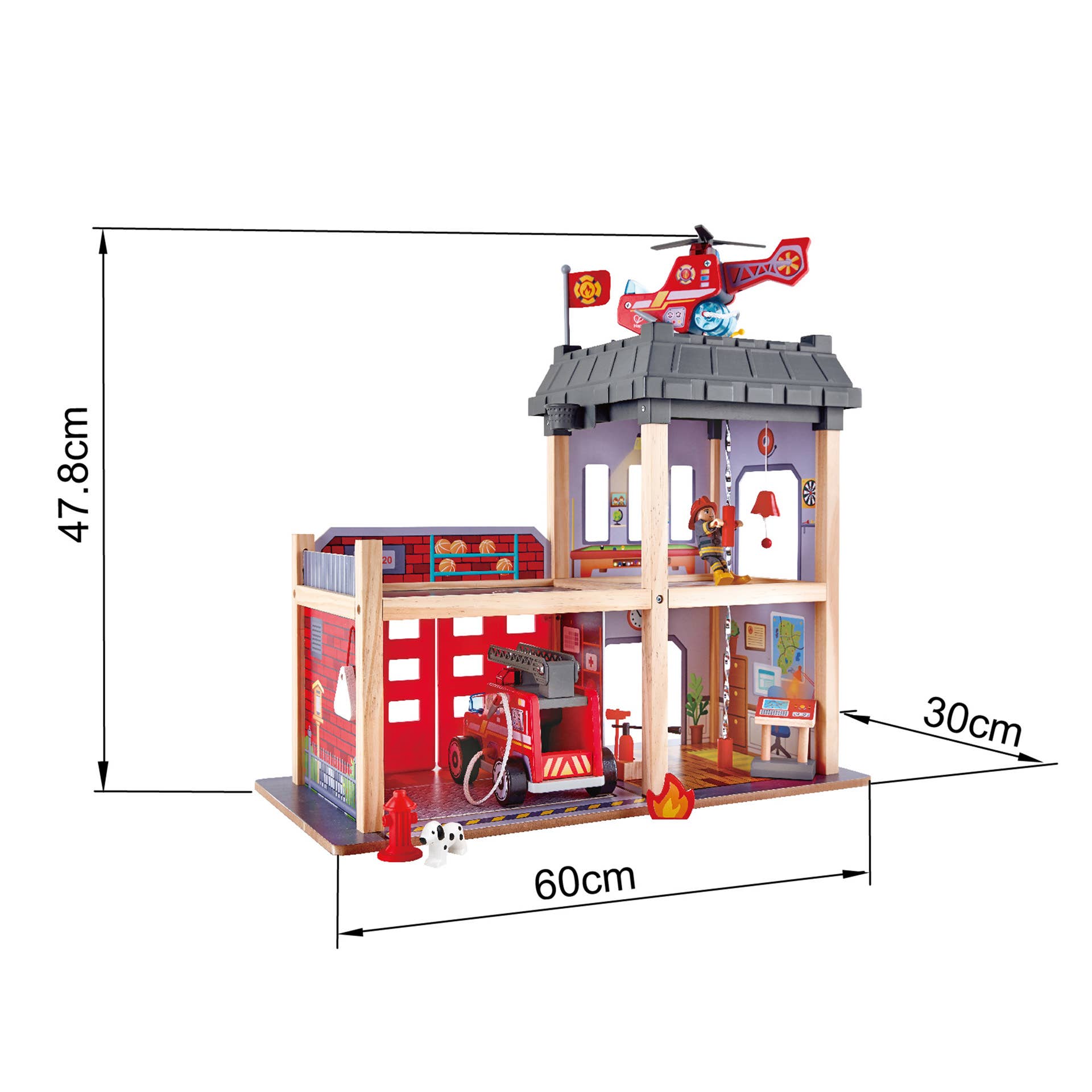 Hape Toys - Hape Fire Station Wooden Playset with Lights & Sounds for 3+