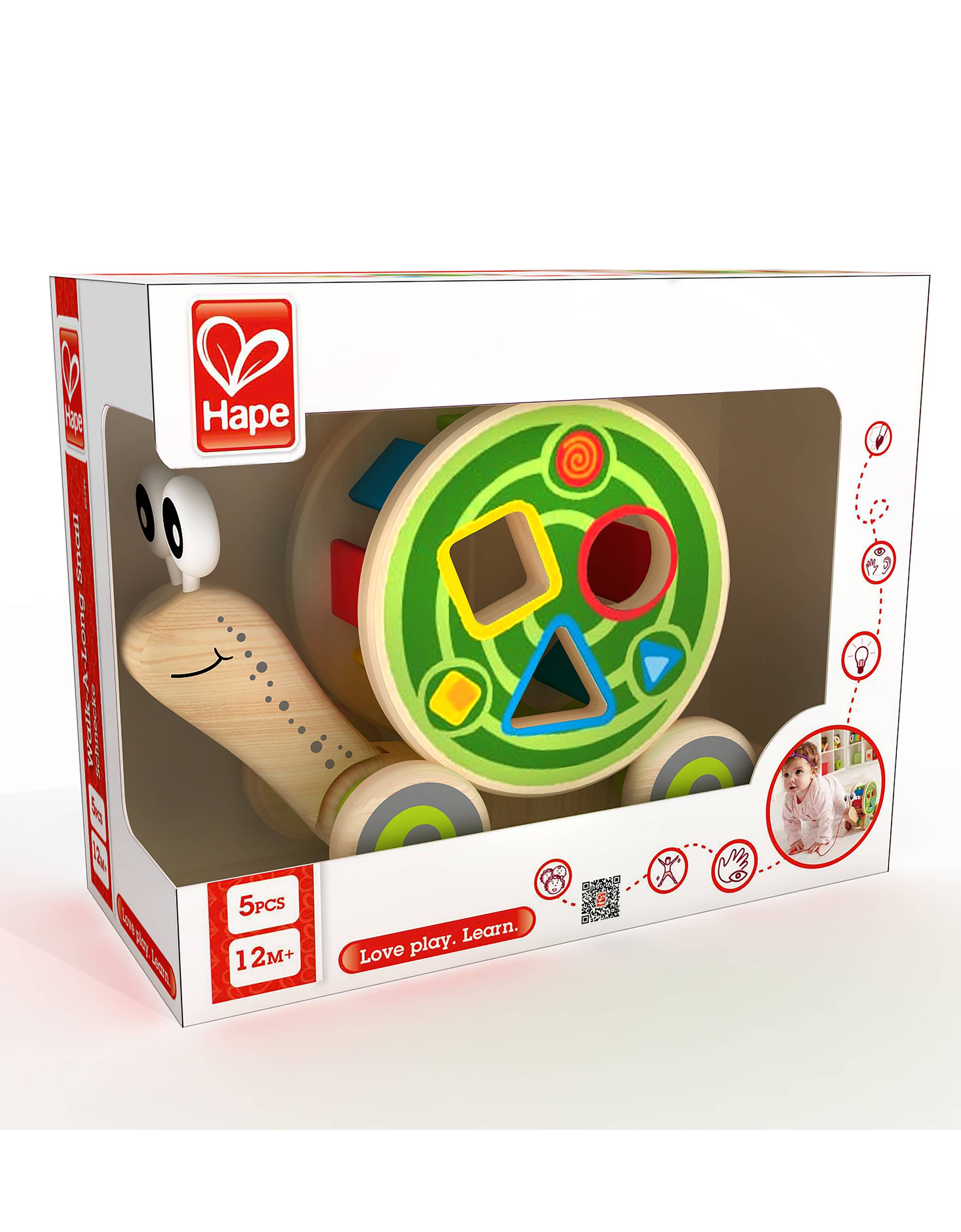 Hape Toys - Hape Walk-A-Long Snail - Pull-Along Toy with Shape Sorting.