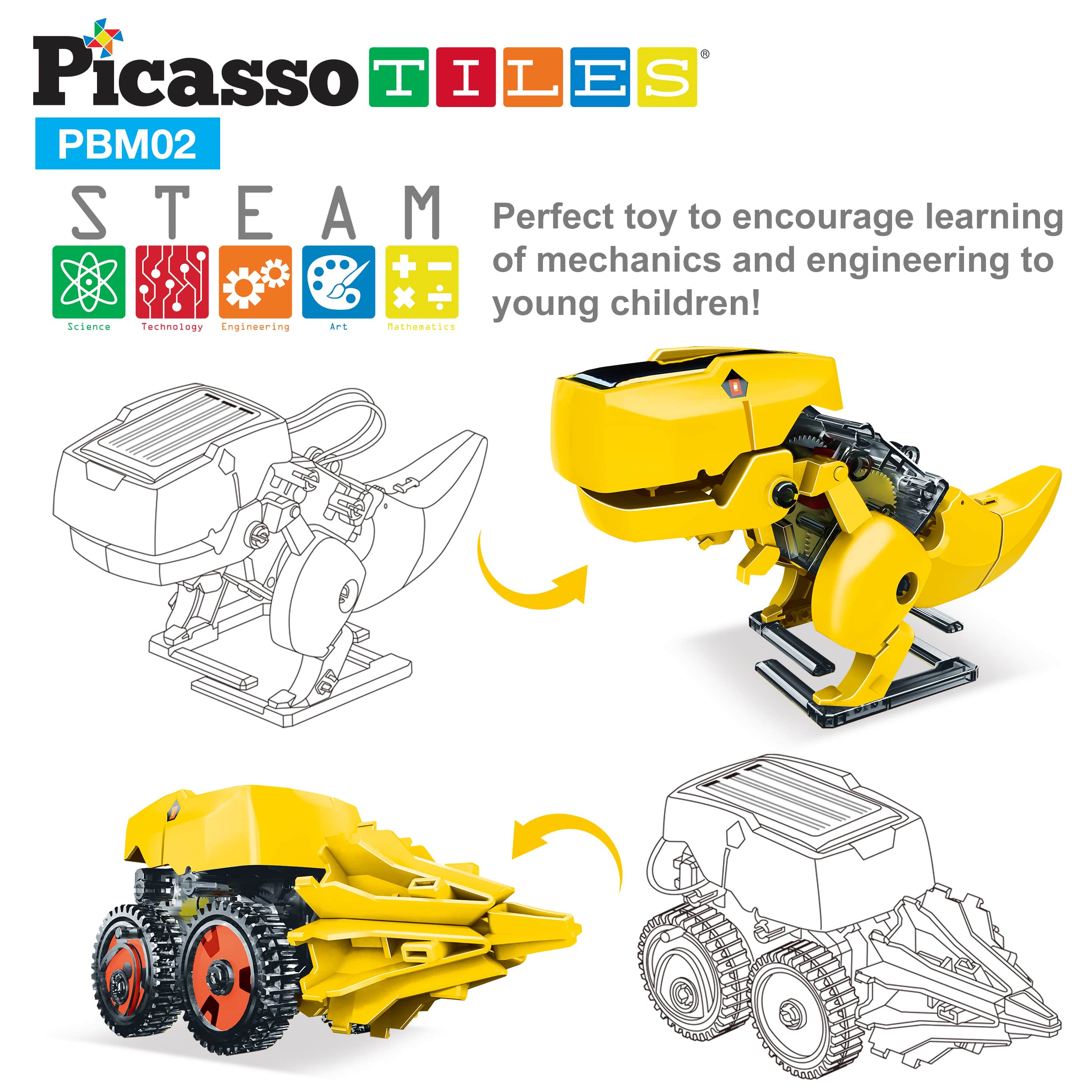 PicassoTiles - Solar Powered Dinosaur Robot