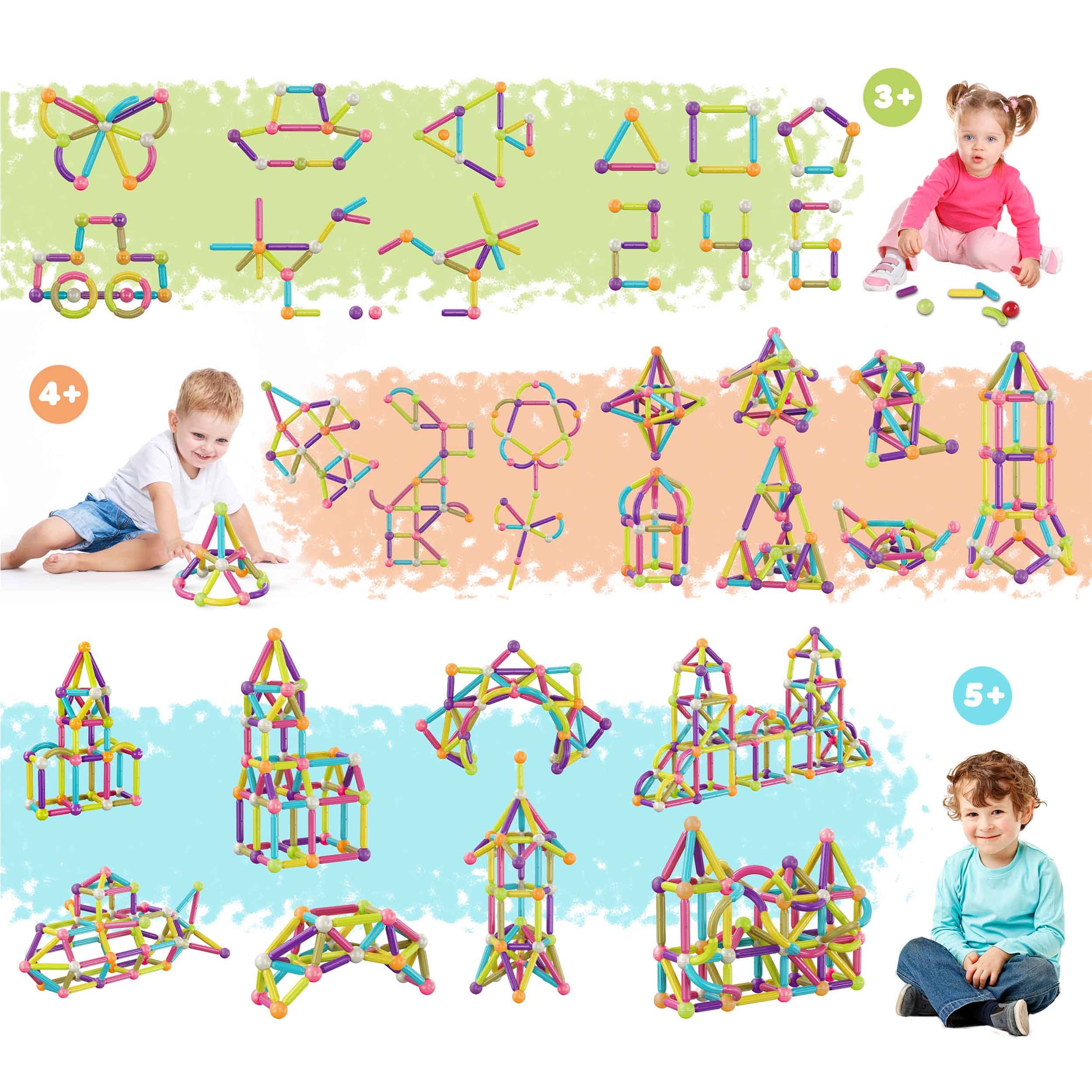 PicassoTiles - 100 Piece Magnetic Stick Stacking Construction
