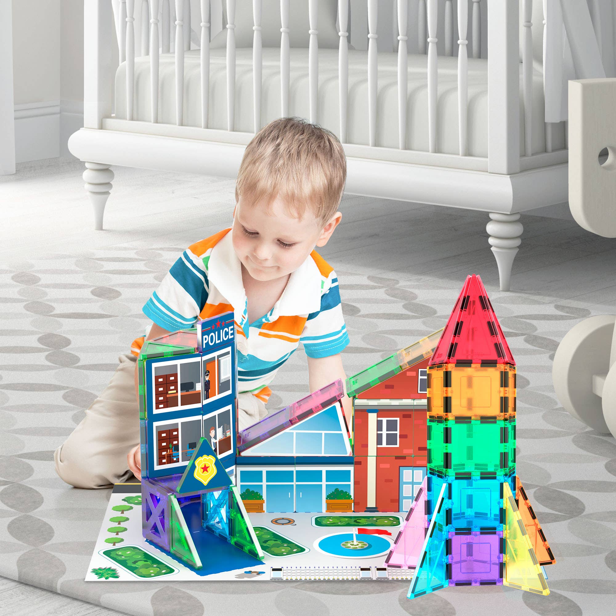 PicassoTiles - 32 Piece Magnetic Rocket Ship Toy Set