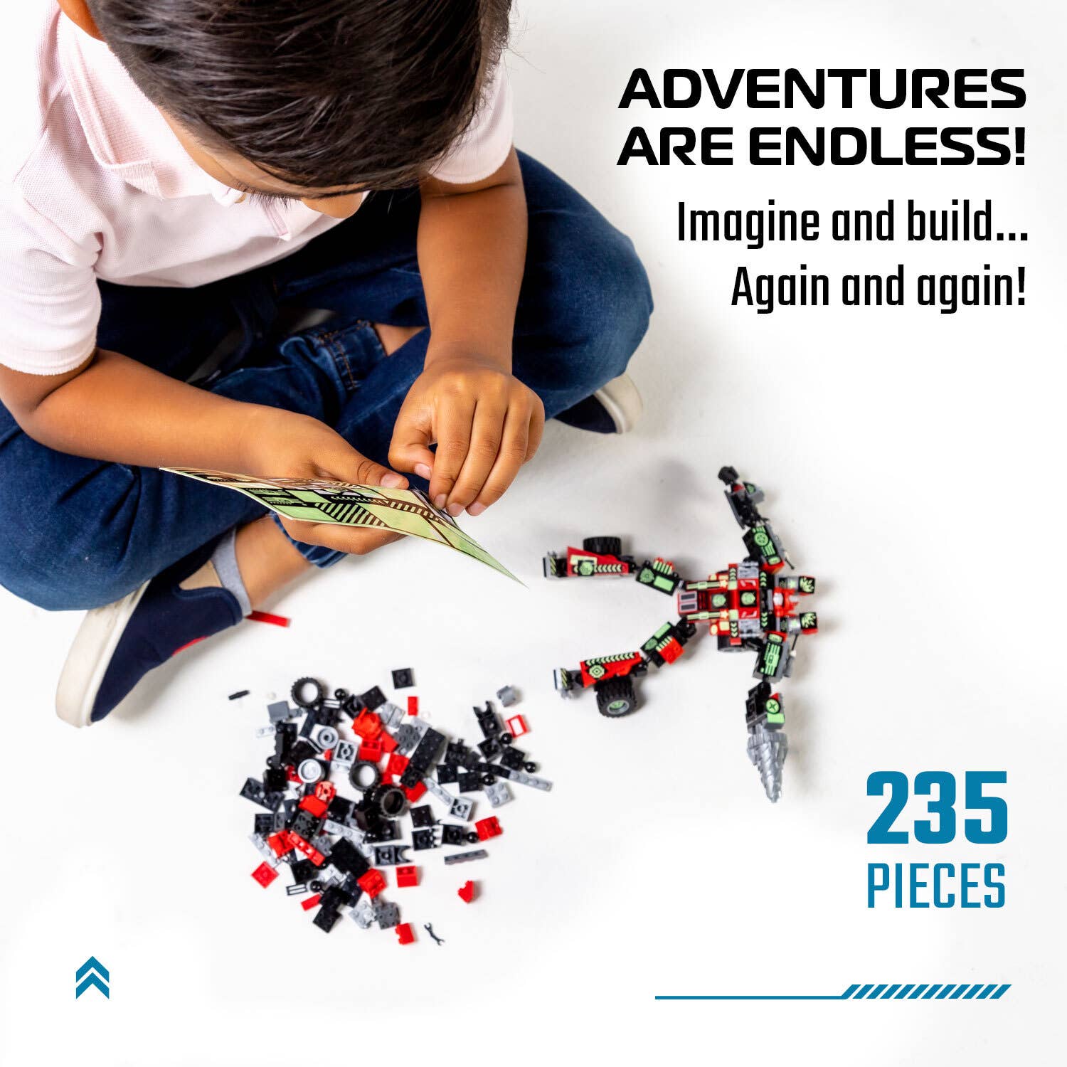 JitteryGit - Robot-Car-Animal 3 in 1 Toy Kit (235 Pc) Robotryx Grindburst