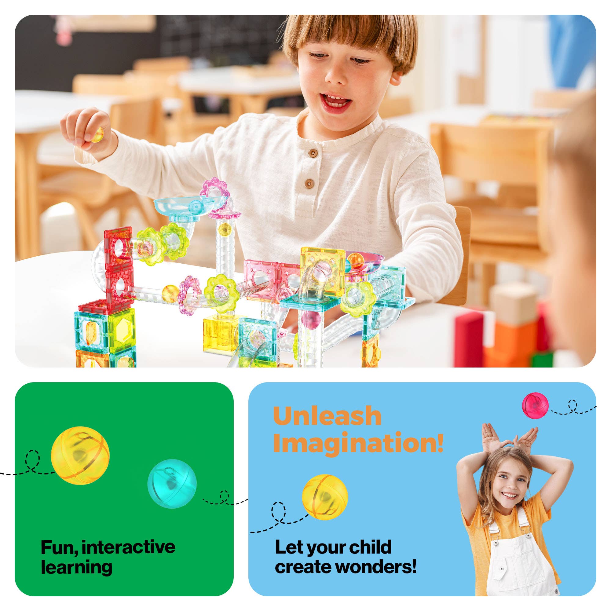 PicassoTiles - 100 Piece Magnetic Marble Run Construction Toy Set PTMG100