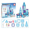 PicassoTiles - 72 Piece Magnetic Building Tiles Castle Winter Ice Theme
