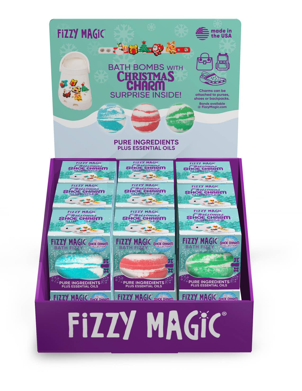Purposeful Bliss - Fizzy Magic - Kids Bath Bombs with Surprise Christmas Charms – Jibbitz