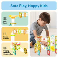 PicassoTiles - 100 Piece Magnetic Marble Run Construction Toy Set PTMG100
