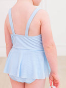 RuffleButts + RuggedButts - Girls Crystal Blue Princess Dress-Up One Piece Swimsuit