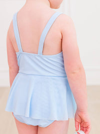 RuffleButts + RuggedButts - Girls Crystal Blue Princess Dress-Up One Piece Swimsuit