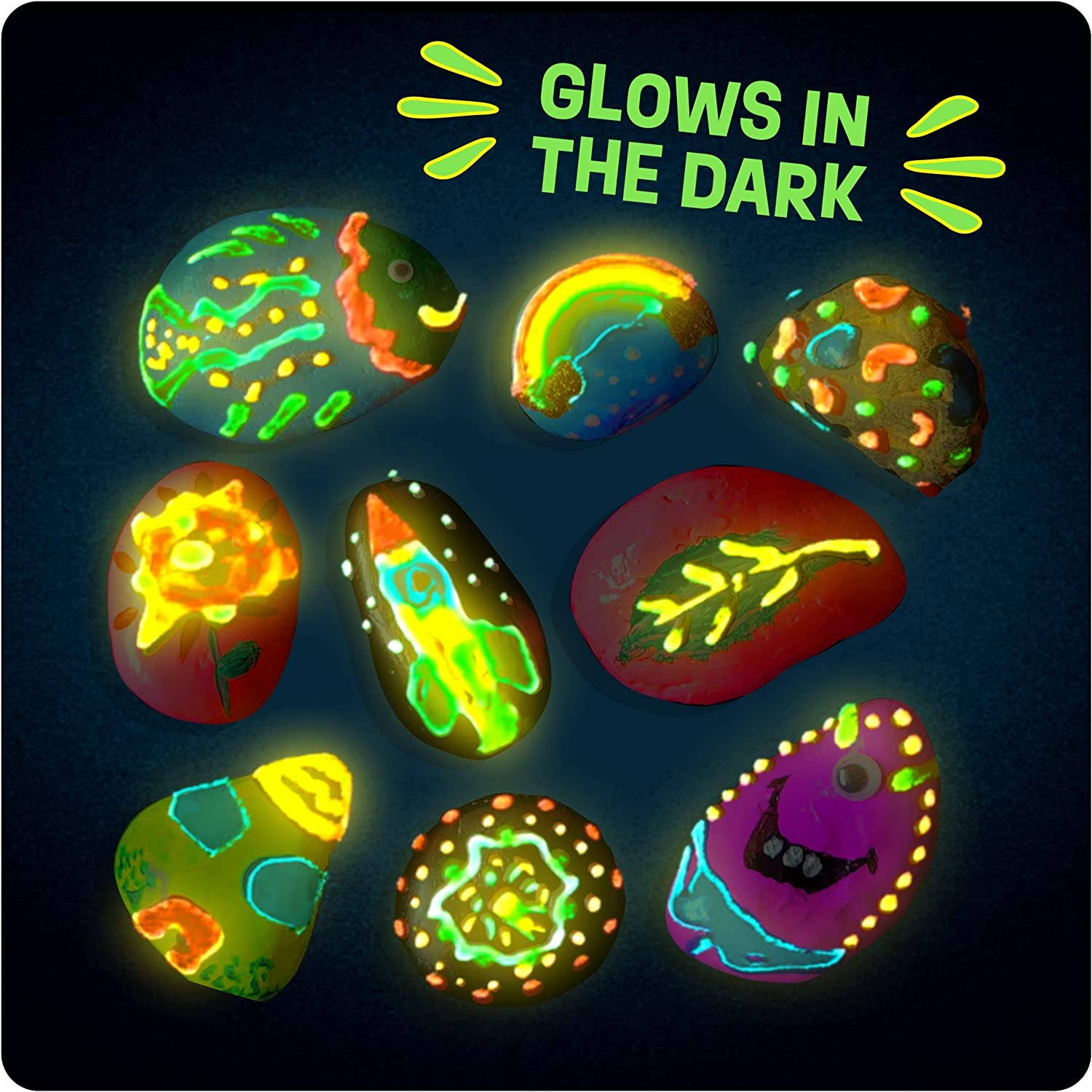 Dan&Darci - Kids Rock Painting Kit - Glow in The Dark - Arts & Crafts