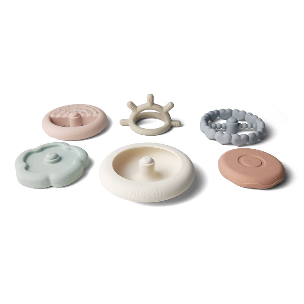 Ali+Oli - Soft Silicone Stacking Ring Tower (6-pc) Sun