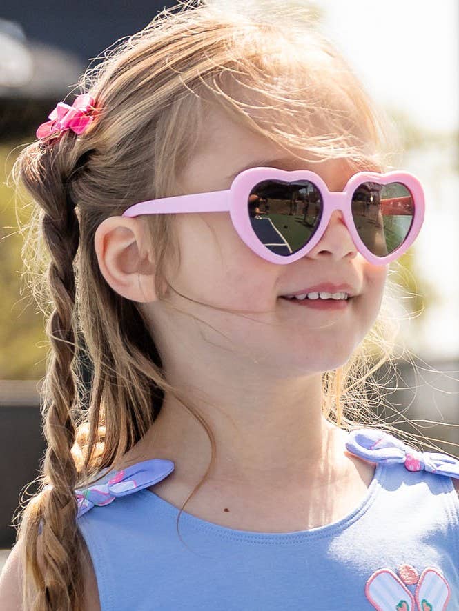 RuffleButts + RuggedButts - Girls Pink Heart Shaped Sunglasses