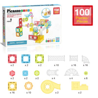 PicassoTiles - 100 Piece Magnetic Marble Run Construction Toy Set PTMG100
