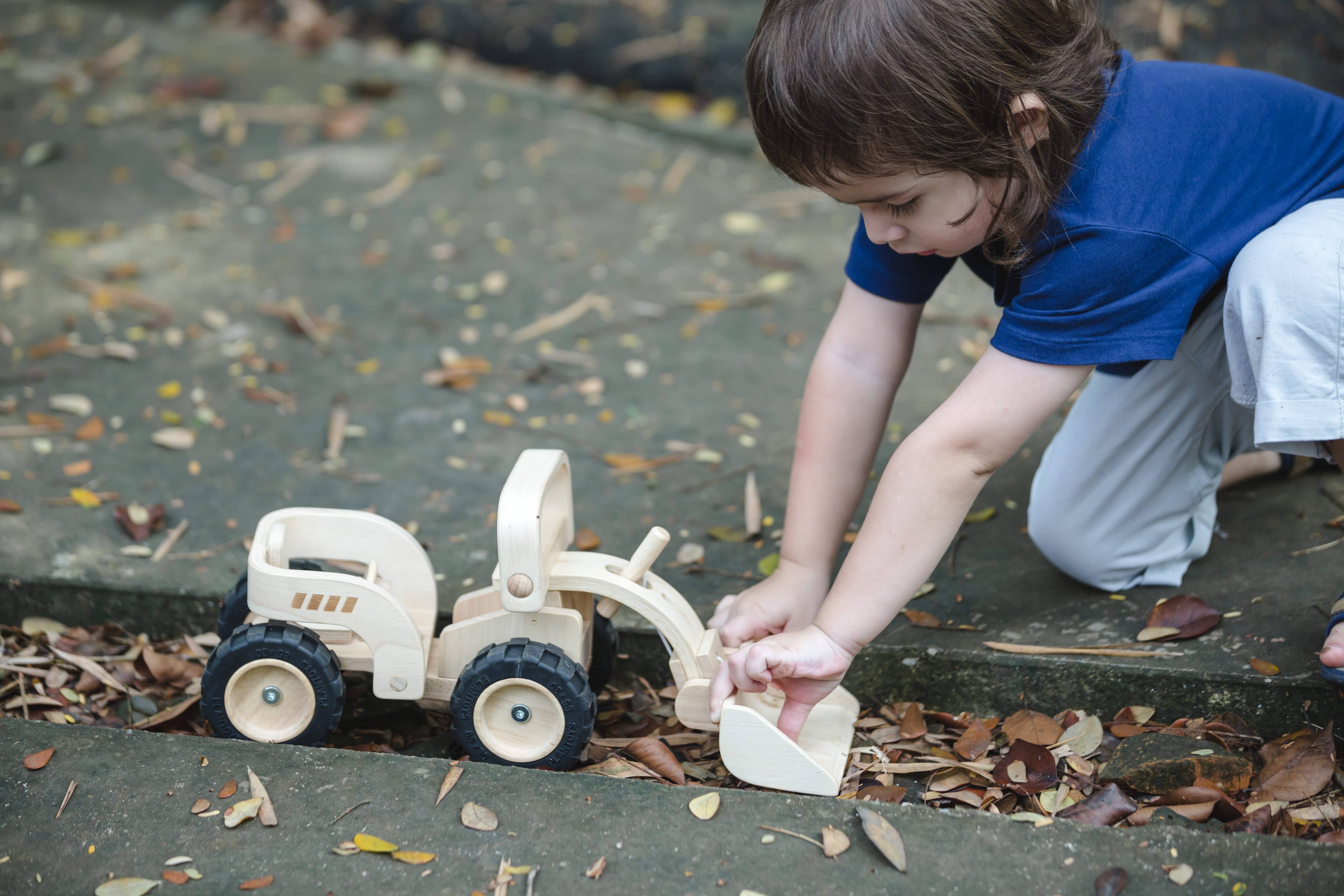 PlanToys - Kids' Bulldozer Toy Car with Handle
