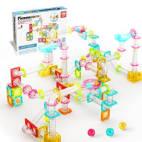 PicassoTiles - 100 Piece Magnetic Marble Run Construction Toy Set PTMG100