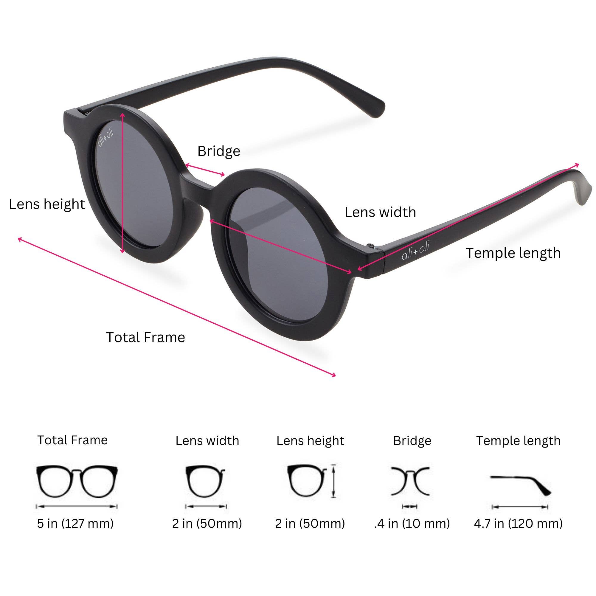Ali+Oli - Kids Sunglasses Round (Black) - Little Stars Toy Store & PlayhouseAli+Oli