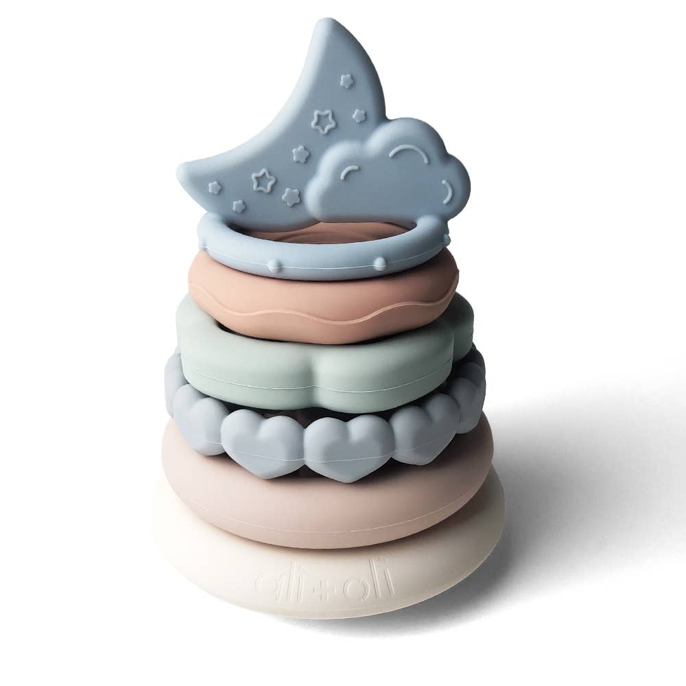 Ali+Oli - Soft Silicone Stacking Ring Tower and Teether - Little Stars Toy Store & PlayhouseAli+Oli