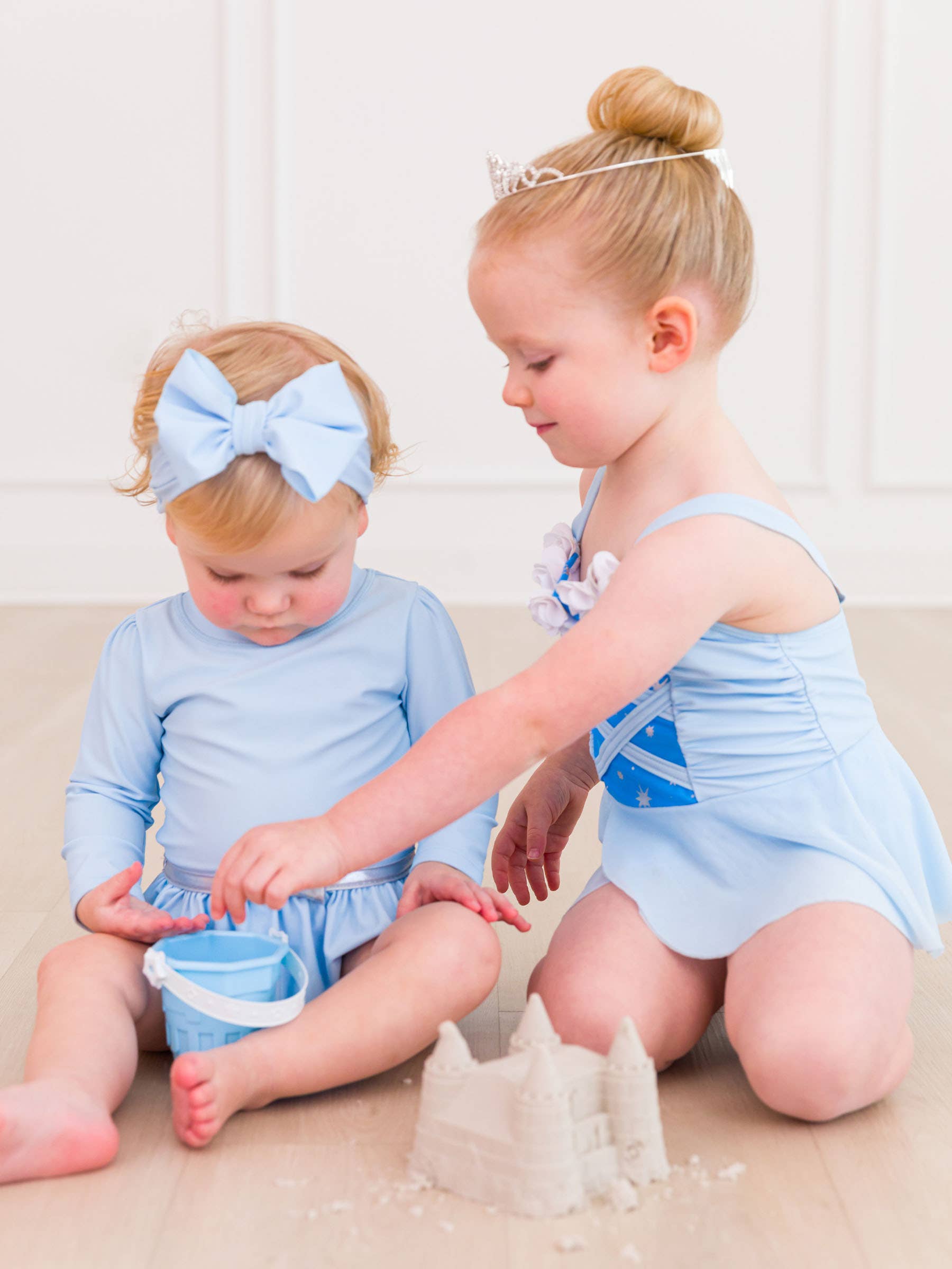 RuffleButts + RuggedButts - Girls Crystal Blue Princess Dress-Up One Piece Swimsuit