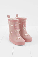 Grass & Air - Peppa Pig Pink Colour-Changing Kids Rainboots, Teddy Fleece