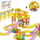 PicassoTiles - 60pc Magnet Tile Race Track Set LED Car Travel Size-PTMR60
