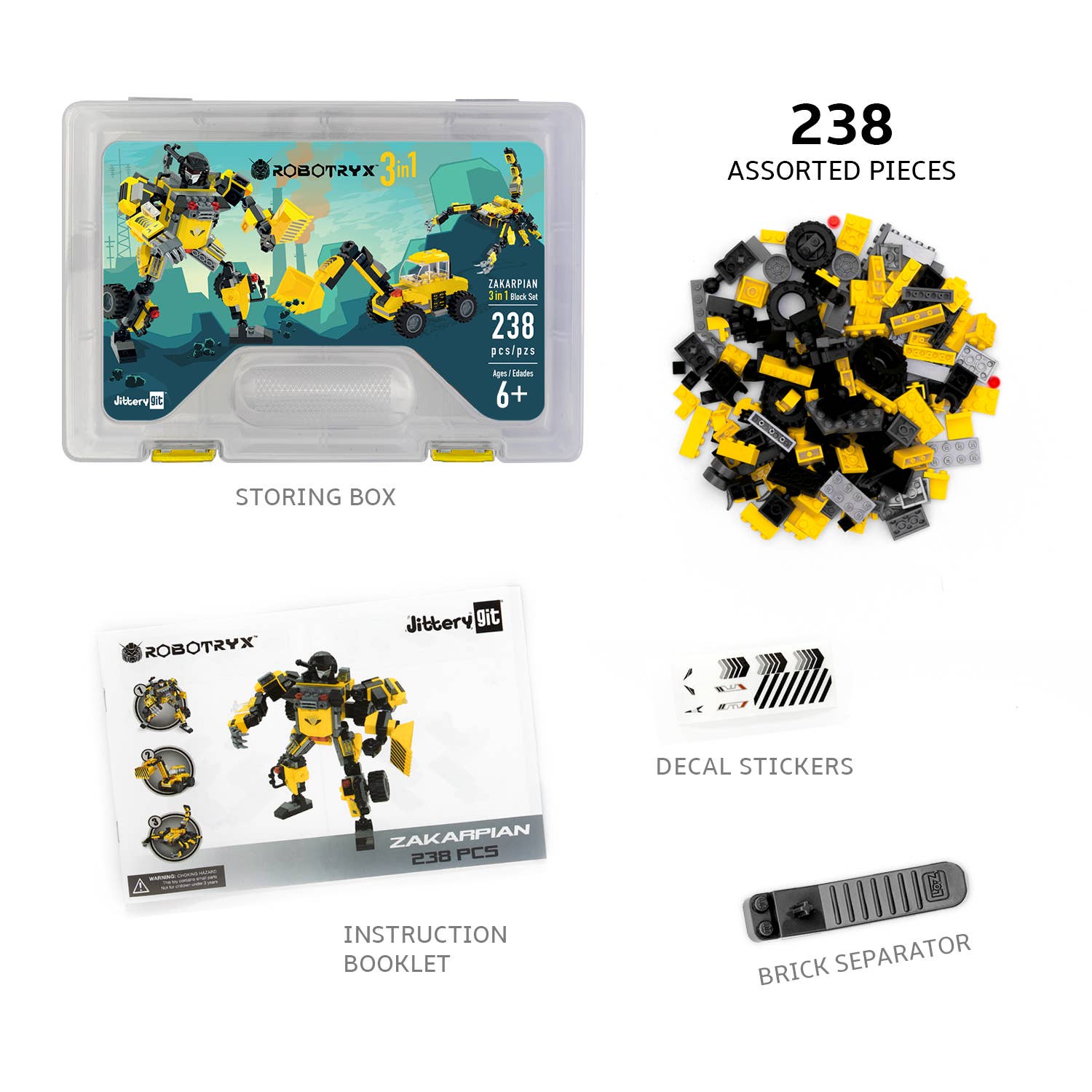 JitteryGit - Build Your Robot Kit (238 Pc) Robotryx Zakarpian - Little Stars Toy Store & PlayhouseJitteryGit