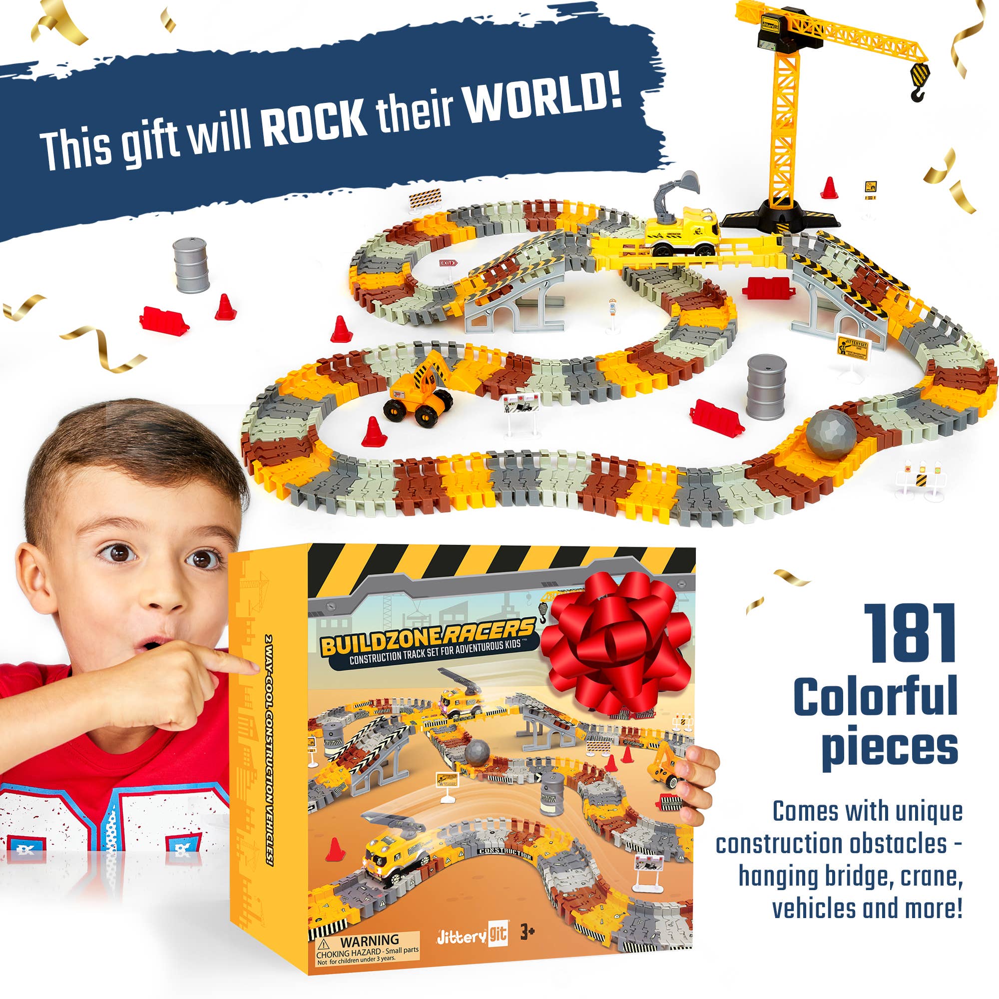 JitteryGit - Construction Toy Track Car Set - STEM Glow in the Dark Toys - Little Stars Toy Store & PlayhouseJitteryGit