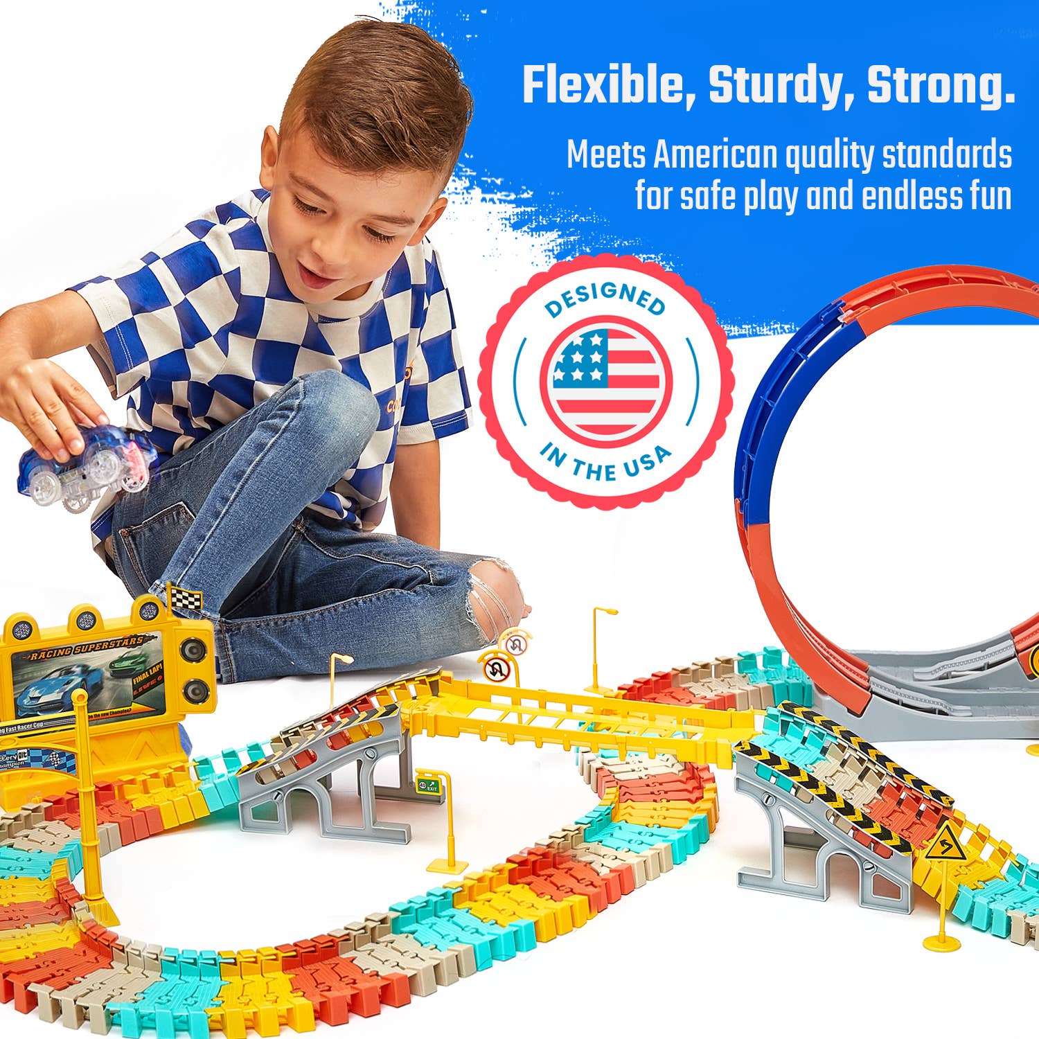 JitteryGit - FlashTrack Glow in the Dark Racing & Building Track Set - Little Stars Toy Store & PlayhouseJitteryGit