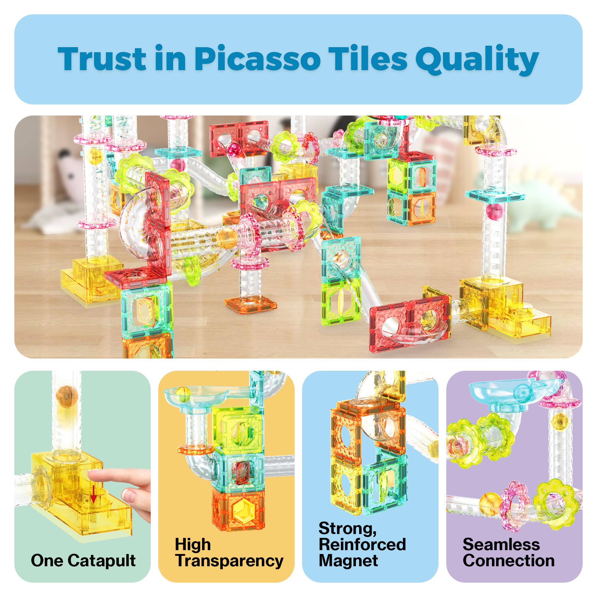PicassoTiles - 100 Piece Magnetic Marble Run Construction Toy Set PTMG100 - Little Stars Toy Store & PlayhousePicassoTiles