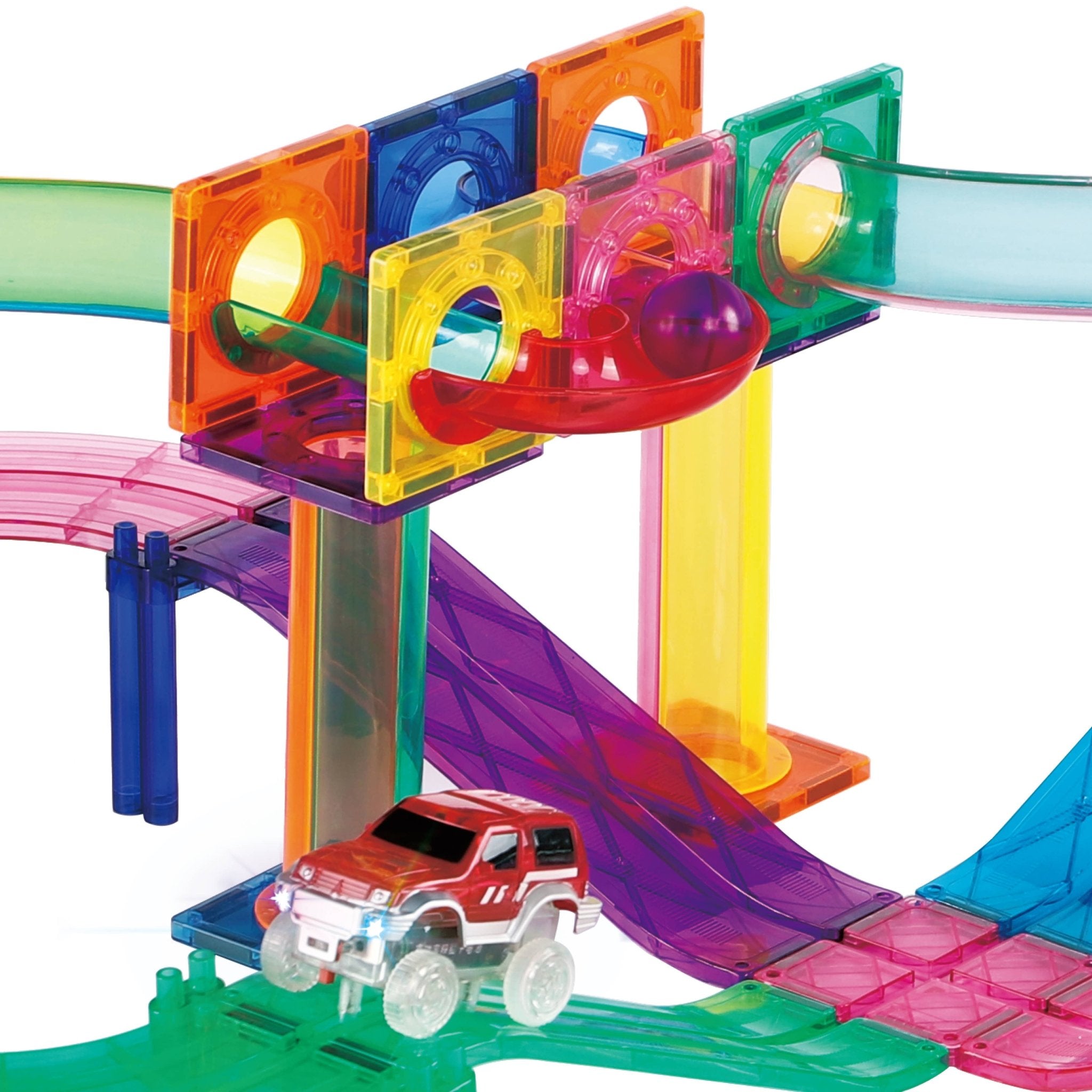 PicassoTiles - 108pc 2-in-1 Magnetic Marble Run Set & Racing Track Set - Little Stars Toy Store & PlayhousePicassoTiles
