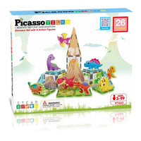 PicassoTiles - 26pc Magnetic Tile Dino Theme Construction Block Set - Little Stars Toy Store & PlayhousePicassoTiles