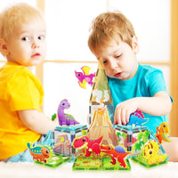 PicassoTiles - 26pc Magnetic Tile Dino Theme Construction Block Set - Little Stars Toy Store & PlayhousePicassoTiles