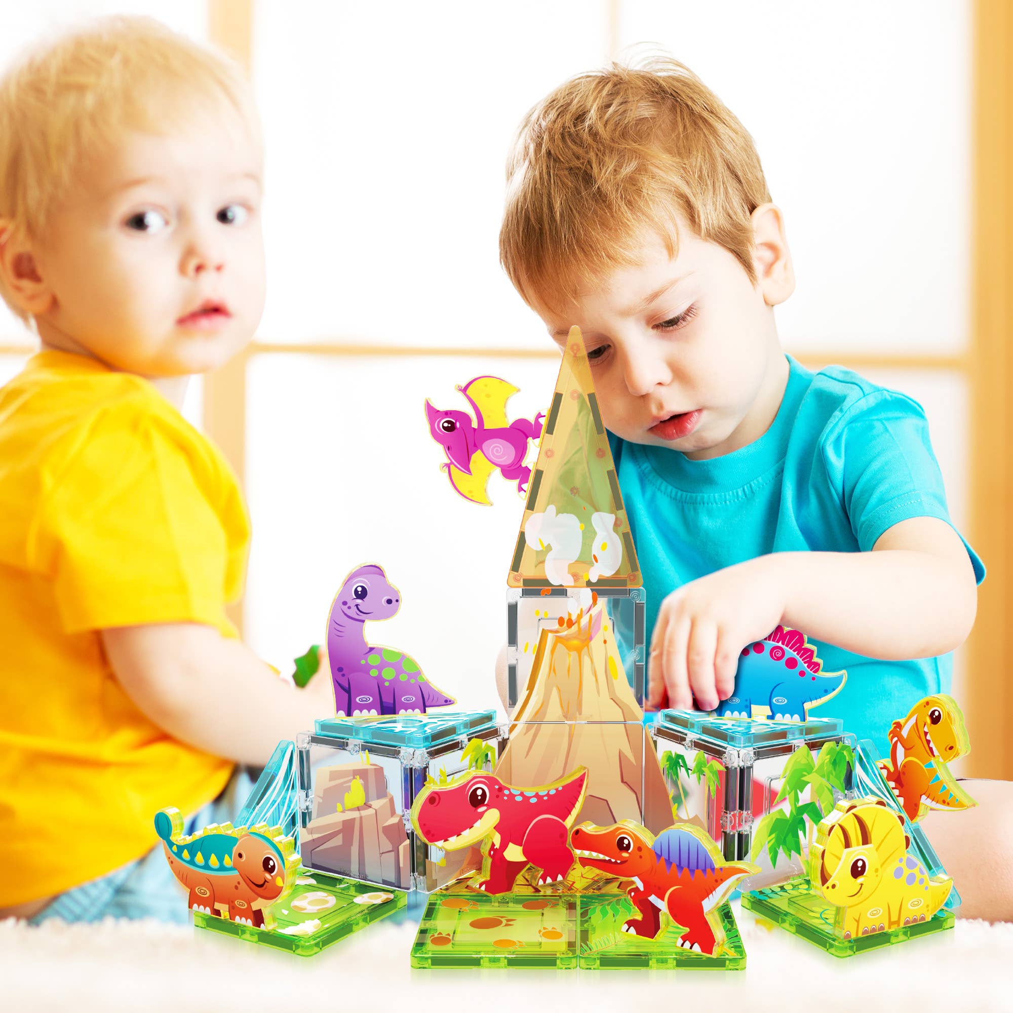 PicassoTiles - 26pc Magnetic Tile Dino Theme Construction Block Set - Little Stars Toy Store & PlayhousePicassoTiles
