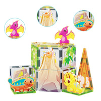 PicassoTiles - 26pc Magnetic Tile Dino Theme Construction Block Set - Little Stars Toy Store & PlayhousePicassoTiles