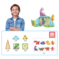 PicassoTiles - 26pc Magnetic Tile Dino Theme Construction Block Set - Little Stars Toy Store & PlayhousePicassoTiles