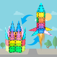 PicassoTiles - 32 Piece Magnetic Rocket Ship Toy Set - Little Stars Toy Store & PlayhousePicassoTiles
