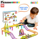 PicassoTiles - 60pc Magnet Tile Race Track Set LED Car Travel Size-PTMR60 - Little Stars Toy Store & PlayhousePicassoTiles