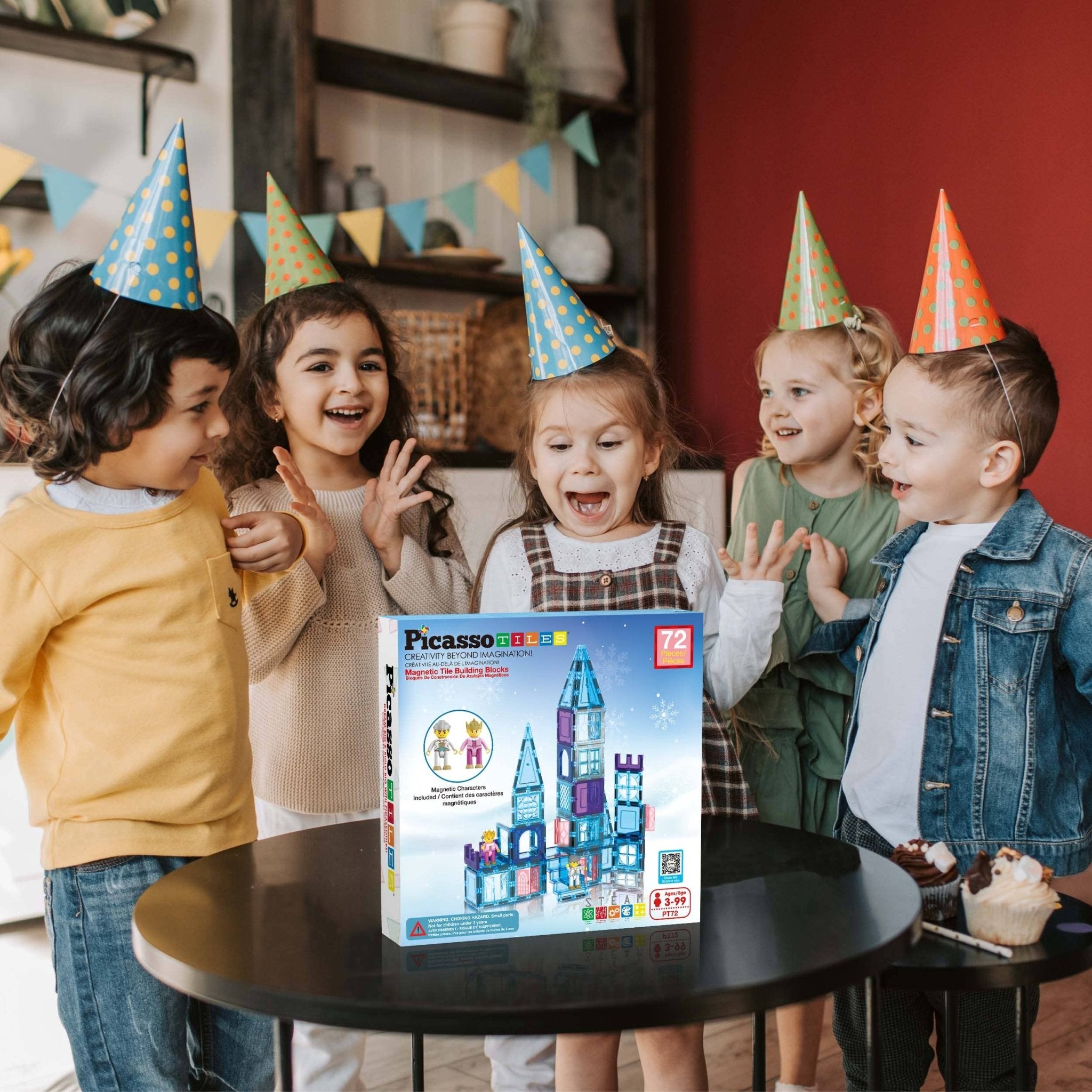 PicassoTiles - 72 Piece Magnetic Building Tiles Castle Winter Ice Theme - Little Stars Toy Store & PlayhousePicassoTiles
