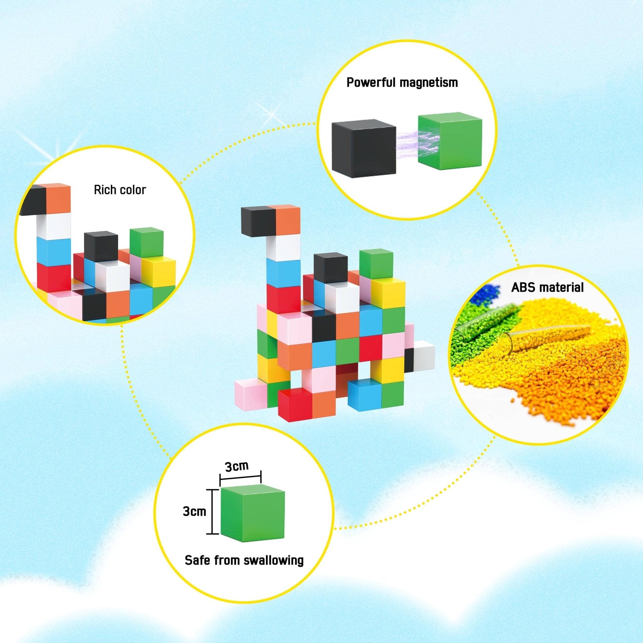 PicassoTiles - Magnet Cube Building Blocks 54 Pieces 1.2" Magnetic Cube Toy - Little Stars Toy Store & PlayhousePicassoTiles