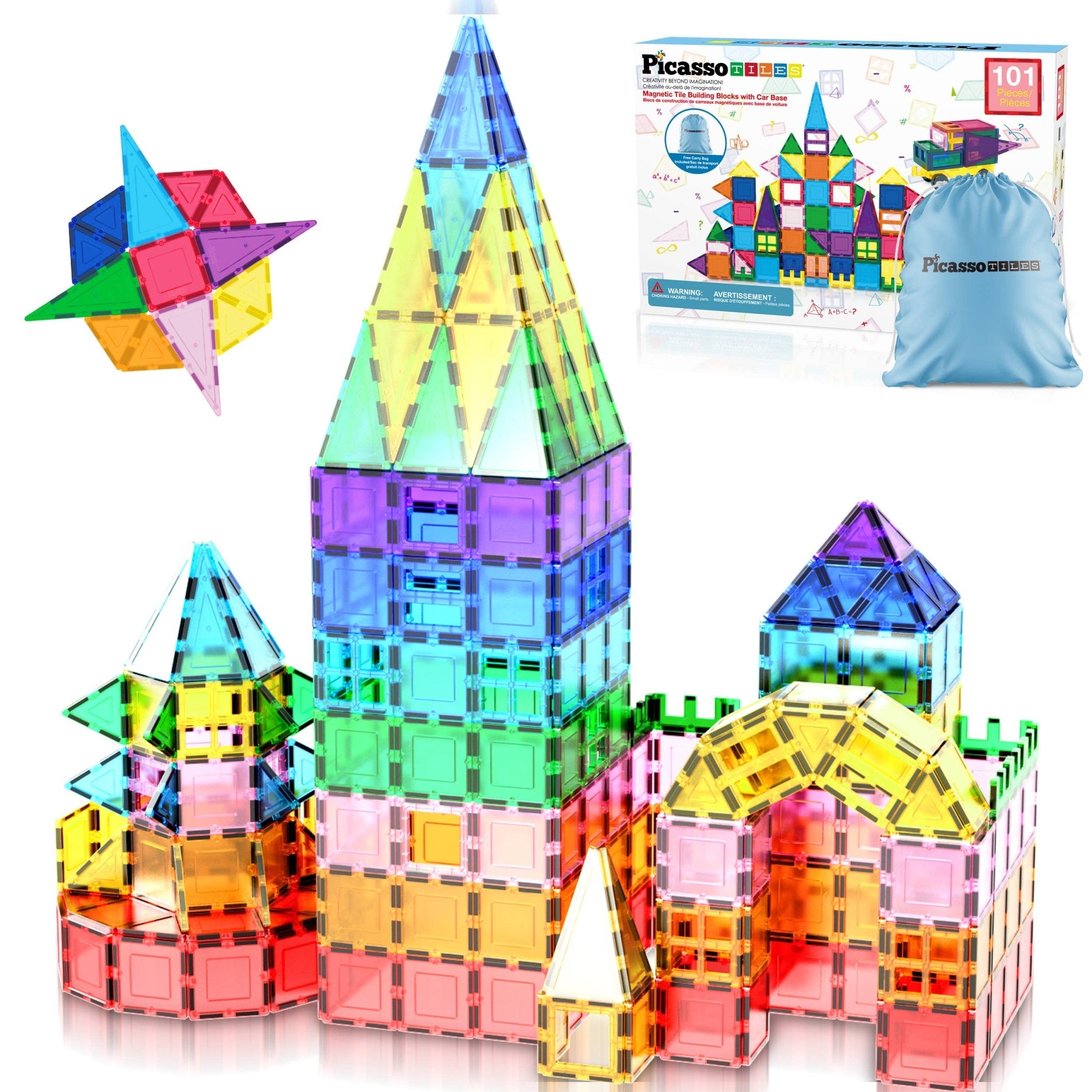 PicassoTiles - PicassoTiles 101pc Magnetic Tile Building Blocks