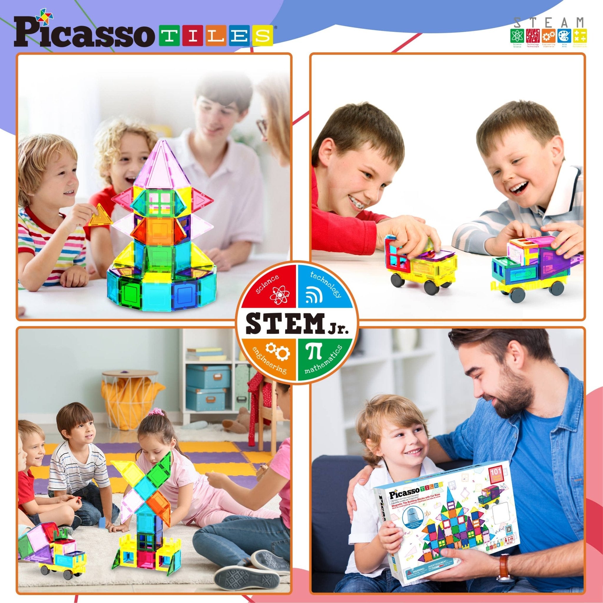 PicassoTiles - PicassoTiles 101pc Magnetic Tile Building Blocks - Little Stars Toy Store & PlayhousePicassoTiles