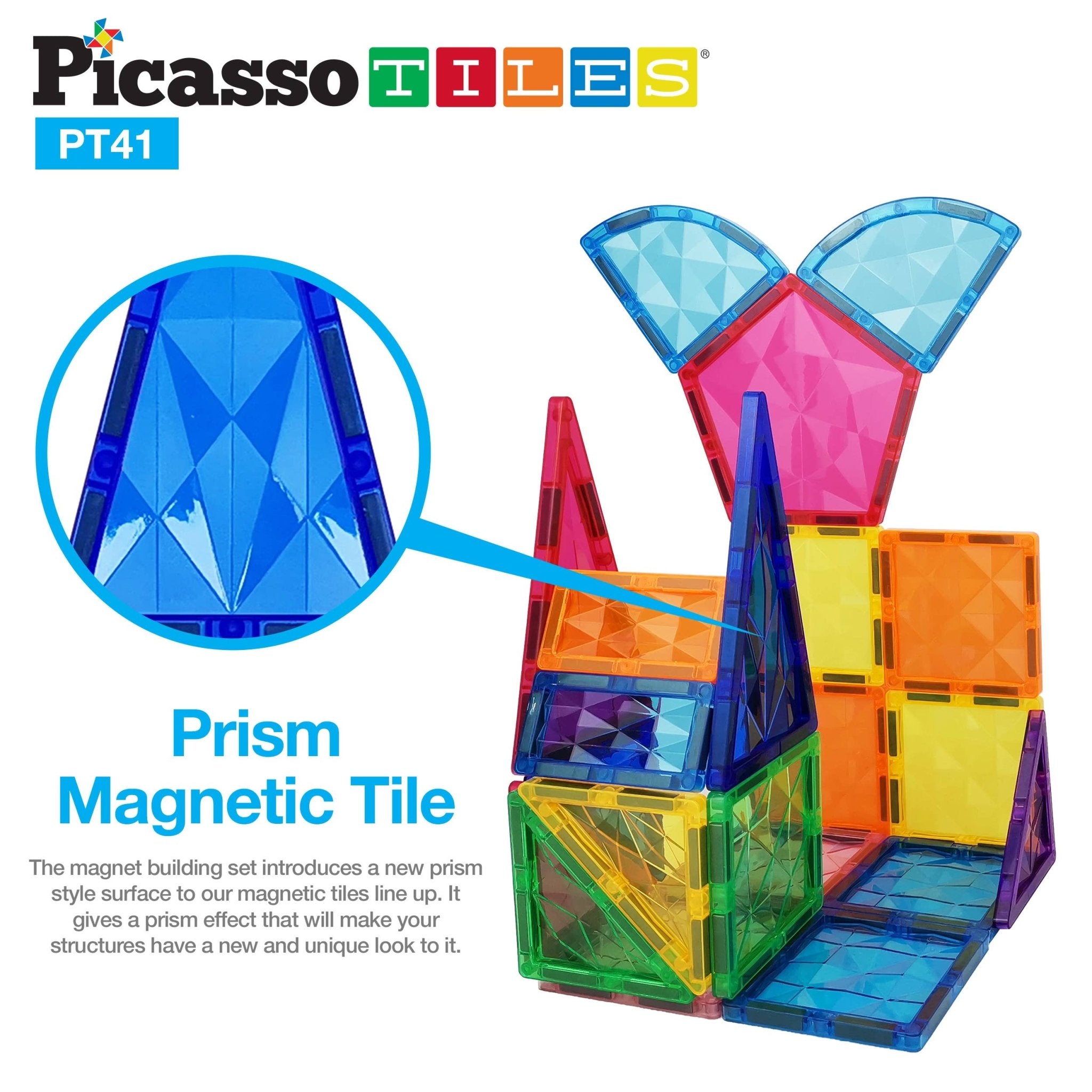 PicassoTiles - PicassoTiles 41 Piece Prism Magnetic Building Block Set - Little Stars Toy Store & PlayhousePicassoTiles