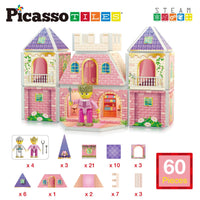 PicassoTiles - Princess Castle Theme Magnet Tile Building Blocks Toy Set - Little Stars Toy Store & PlayhousePicassoTiles